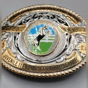 Vintage 2006 Gist World Champion Gold and Silver Equestrian Belt Buckle